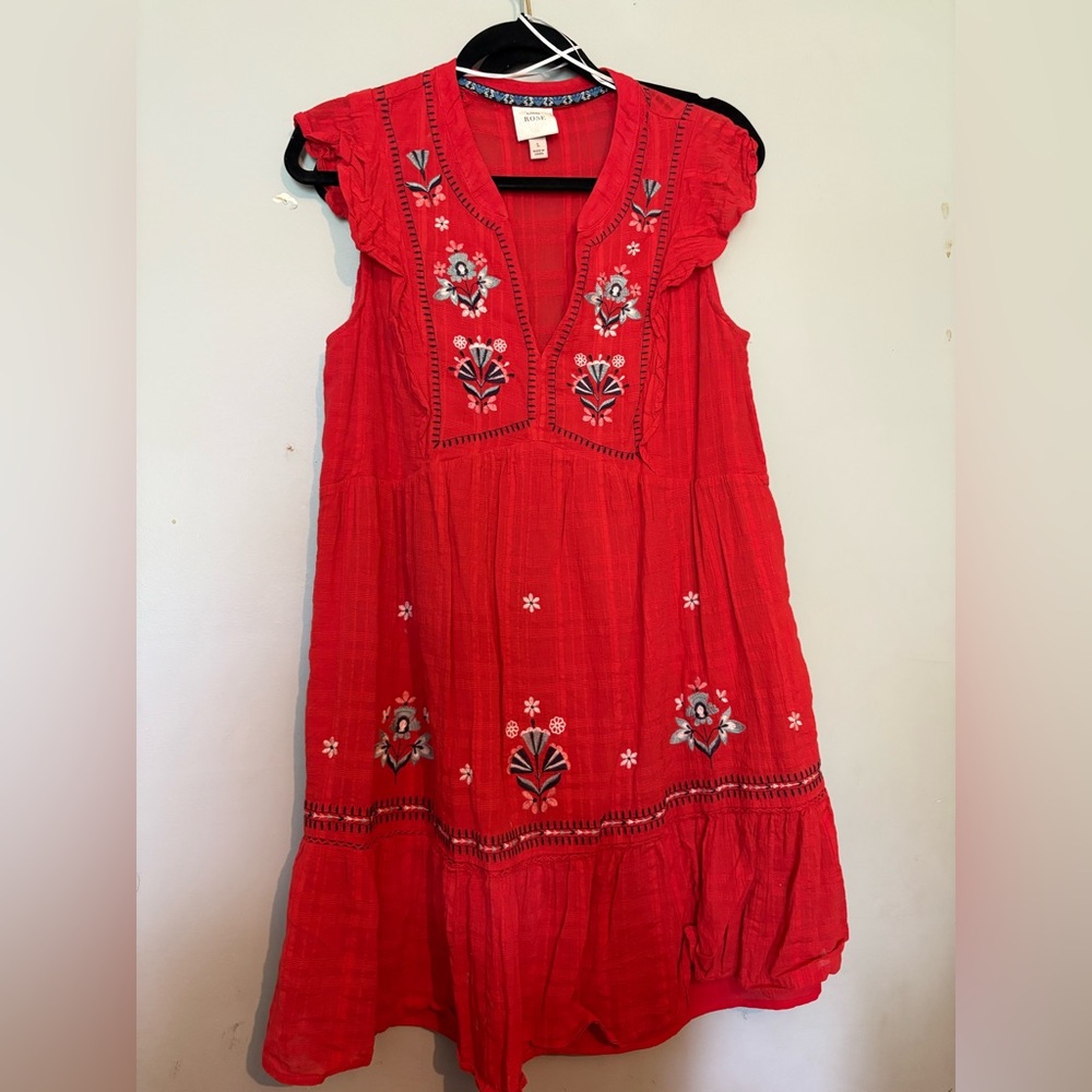 Embroidered Red Kids Dress